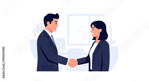 Man and Woman Shaking Hands Illustration 1.