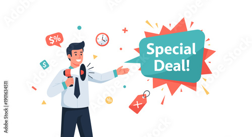 Man Holding Phone with Special Deal.