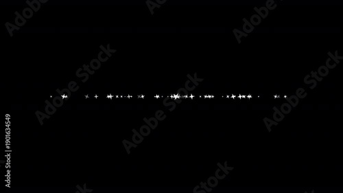 White Sparkling Star Particles Forming Dense Horizontal Trail on Transparent Background