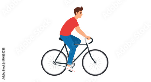 Man Riding a Bicycle Illustration.
