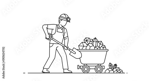 Man Shoveling Potatoes into Wheelbarrow.