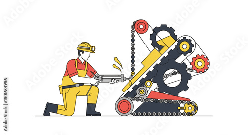 Mechanic Repairing Heavy Machinery Equipment.