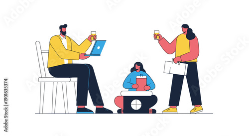 Three People Working Together Collaboratively.