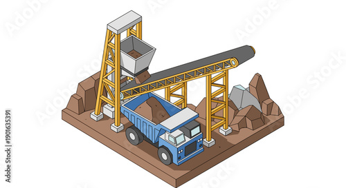 Toy Truck and Conveyor Belt Model.