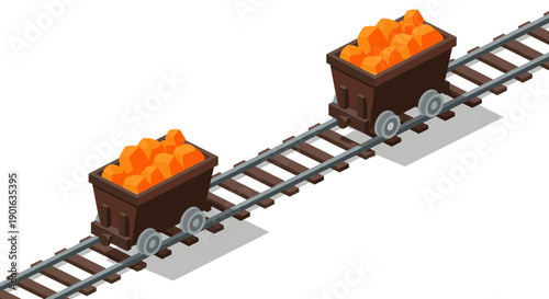 Train Wagons Loaded with Orange Material.