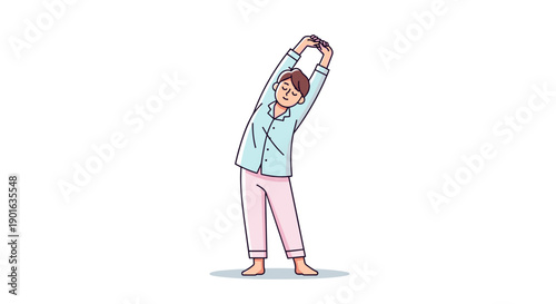 Woman Stretching Arms Upwards in Yoga Pose.