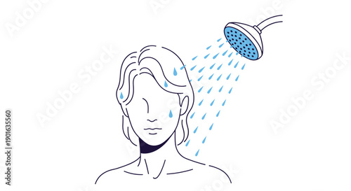 Woman Taking a Refreshing Shower.