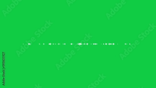 White Sparkling Star Particles Forming Dense Horizontal Trail on Green Screen Background