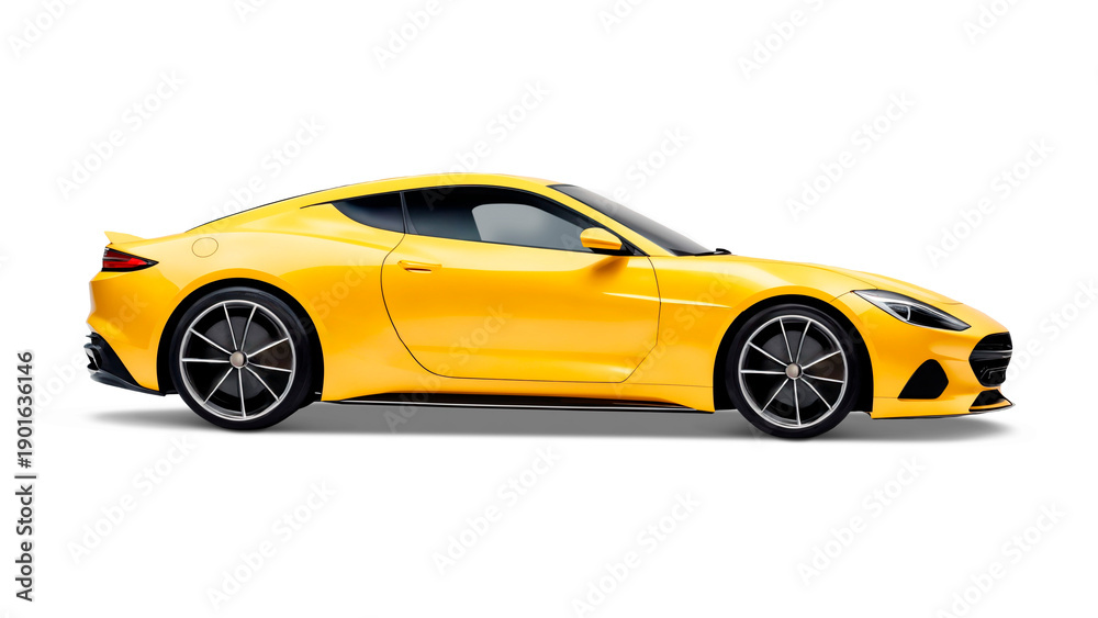 Fototapeta premium Yellow sports car on transparent background