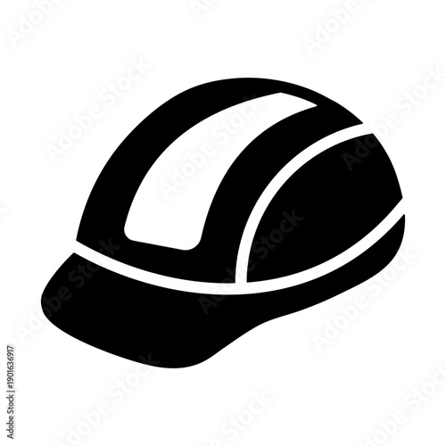 Safety Helmet Icon - Solid Black