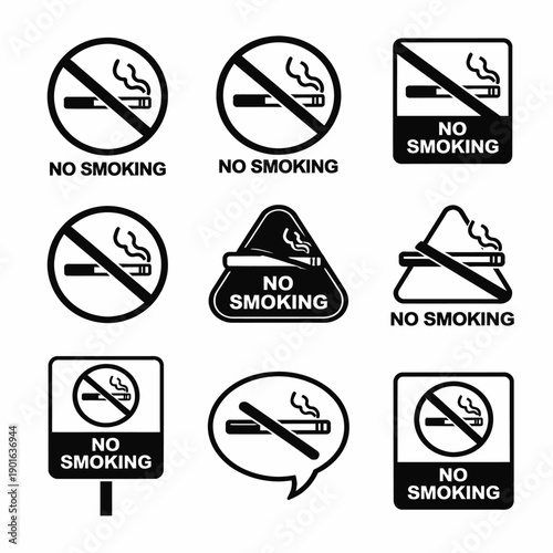 no smoking sign icon.vector illustration.black and white silhouette