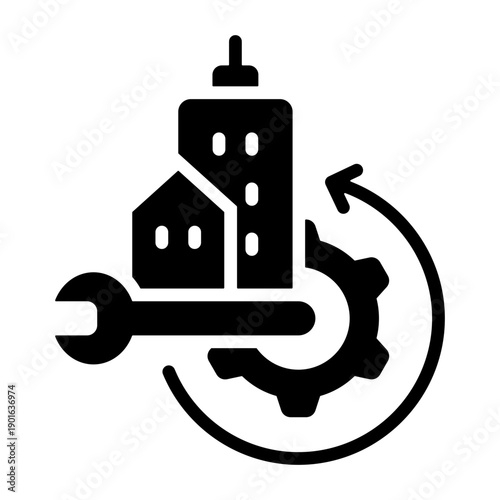 Infrastructure Repair Icon - Solid Black