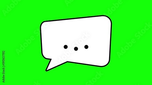 Animated Chat Bubble with Black Outline and Typing Dots on Green Screen