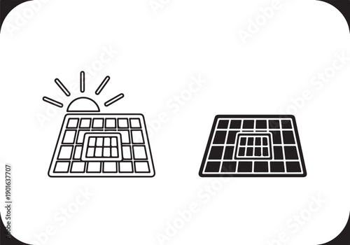 Comparison of solar panel types on a rooftop under sunlight isolated on white background, illustration