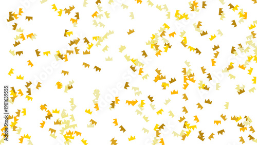 Abstract Yellow Crown Confetti Pattern on White Background