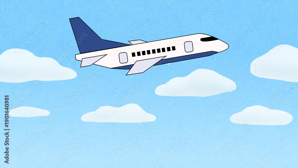 Fototapeta premium airplane flying in blue sky with clouds