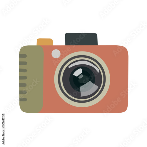Retro Compact Camera in Flat Style for Classic Photography