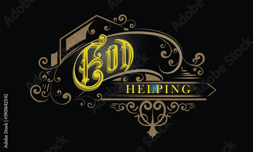 GOD HELPING lettering custom style design