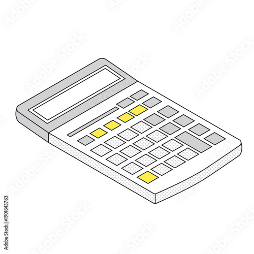 アイソメトリックの電卓 線画シンプルアイコン