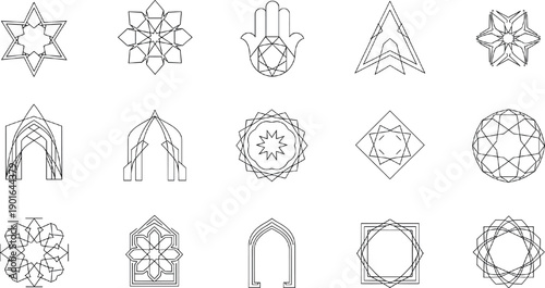 vector set of black and white icons