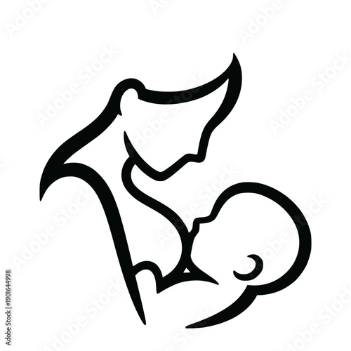 Mother breastfeeding baby outline icon