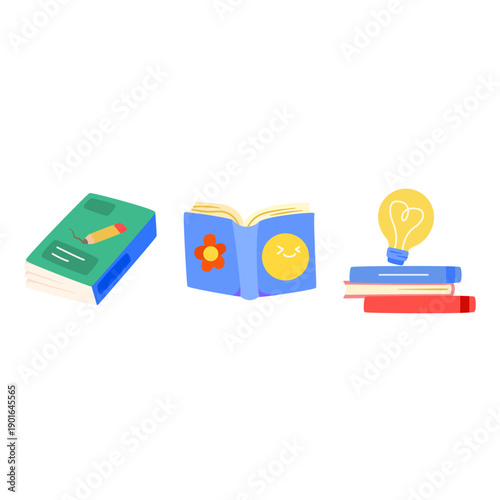 Book knowledge illustration for education, learning, and academic art design