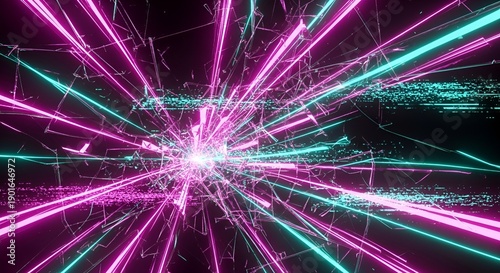 Abstract neon light streaks background, digital art