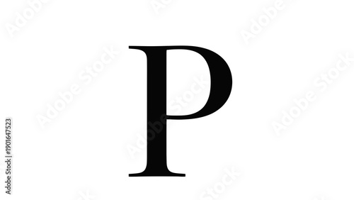 Large black letter p on white background
