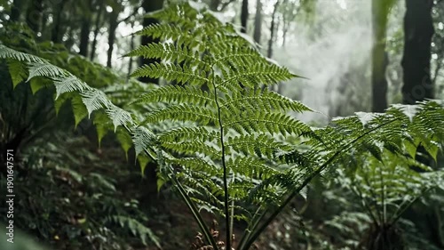 Wallpaper Mural Lush green fern fronds in a misty forest environment. Torontodigital.ca