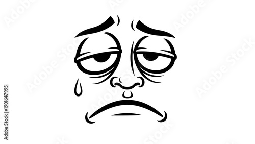 Sad face with tear illustration