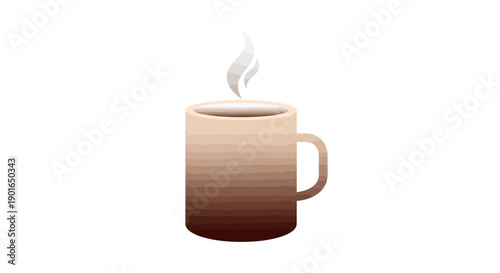 A Simple Illustration of a Hot Beverage Cup with Rising Steam on White Background