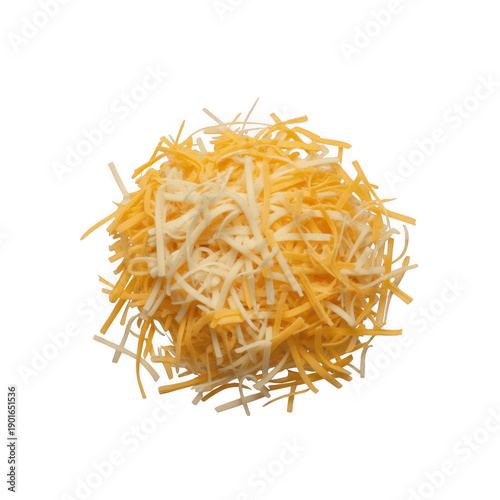 Shredded cheese pile yellow food dairy isolated on a transparent background