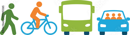 Transportation Modes Conceptual Infographic Flat Vector Illustration