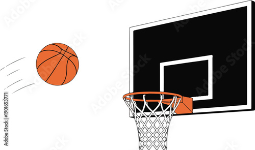 Abstract Basketball Shot with Glowing Ball and Motion Trajectory Vector