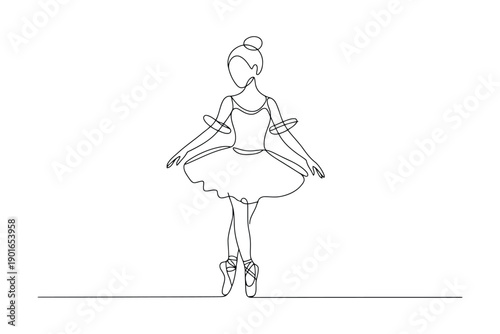 Simple Line Ballerina in Ballet Pose with Pointe Shoes dance dancer line black and white