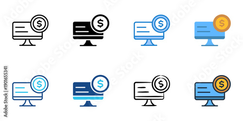 Platform Fees icons set multiple style collection. Editable stroke 
