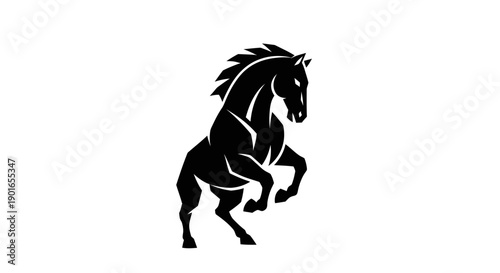 Black horse silhouette on white background