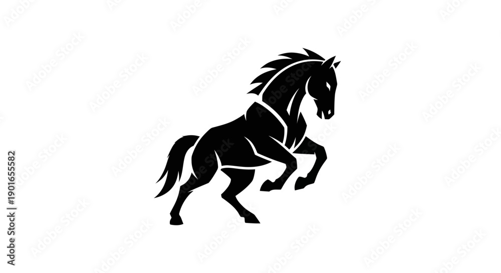 Fototapeta premium Black horse silhouette on white background