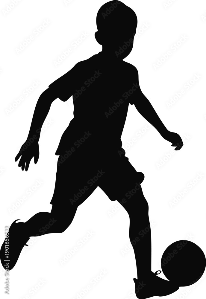Obraz premium Boy Playing Soccer For Health Silhouette