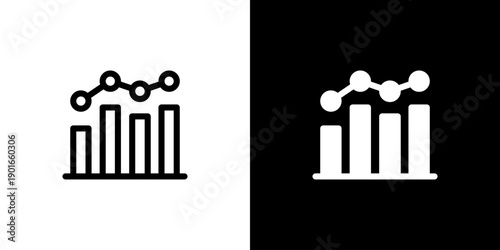 Statistics icon concept with flat Black White Background. Vector illustration.