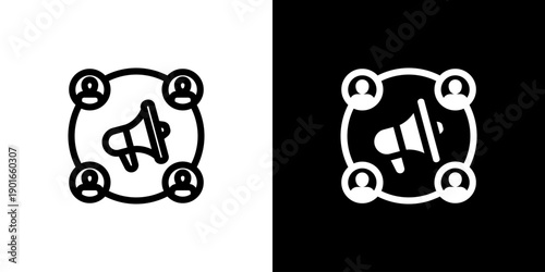 Viral Marketing icon concept with flat Black White Background. Vector illustration.