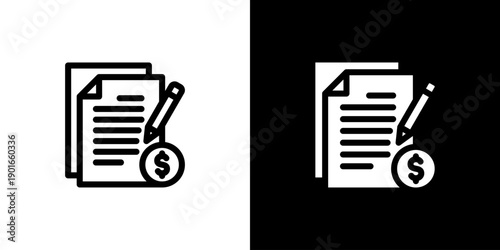 Paid Articles icon concept with flat Black White Background. Vector illustration.