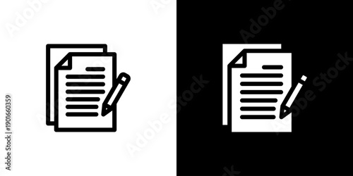Copywriting icon concept with flat Black White Background. Vector illustration.