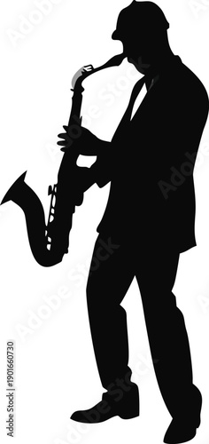 Silhouette Of A Saxophone Player In Profile