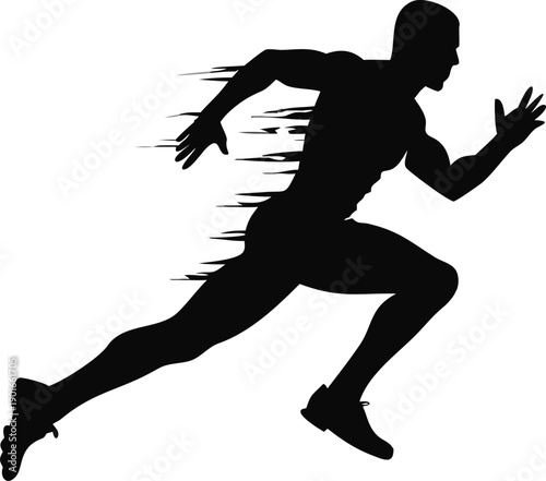 Man Running At Super Speed With Motion Blur Silhouette