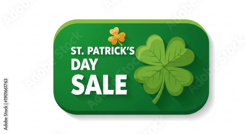 St patrick's day sale sign with shamrocks on green background