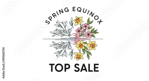 Spring equinox top sale floral logo with colorful flowers and leaves