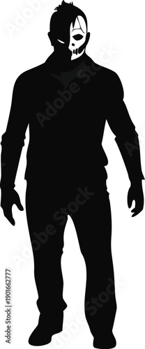 Man Wearing A Mask Looking Determined Silhouette