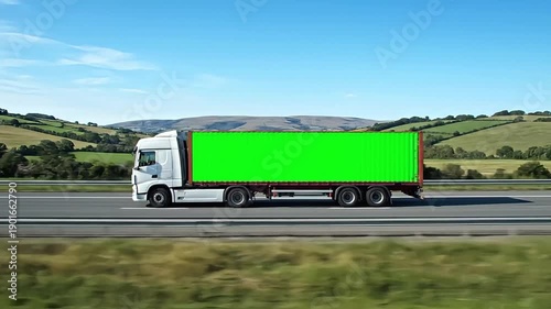 Wallpaper Mural Truck driving on a highway with green screen videos for interactive green screen applications Torontodigital.ca