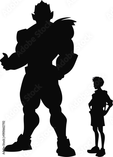 Silhouette Of A Sidekick Standing Next To A Hero
